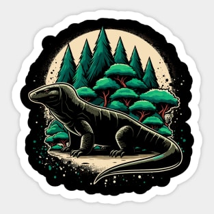 big komodo on green forest night Sticker